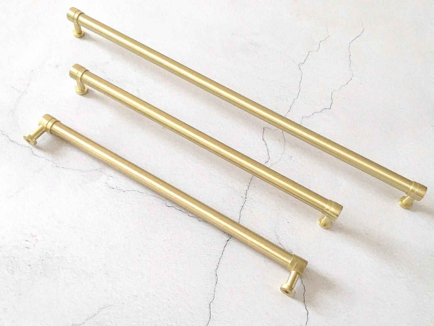 Brushed Gold Cabinet Bar Pulls - 2" to 18" Centers LynnsHardware Brushed Gold Cabinet Bar Pulls - 2" to 18" Centers LynnsHardware