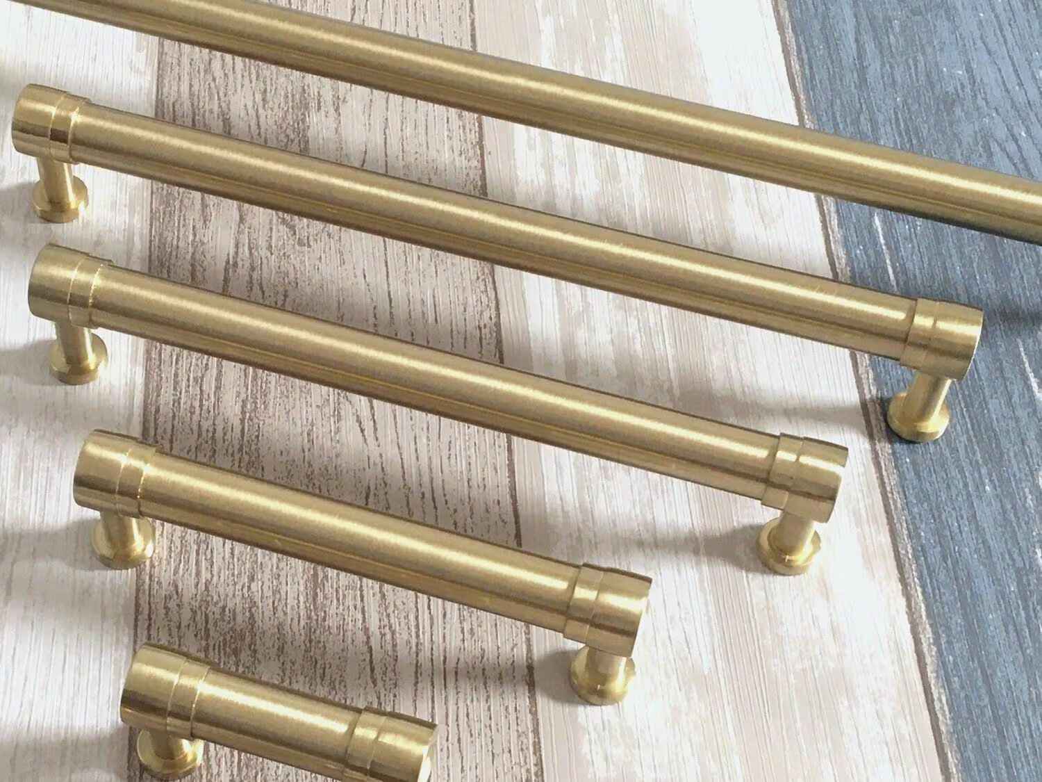 Brushed Gold Cabinet Bar Pulls - 2" to 18" Centers LynnsHardware Brushed Gold Cabinet Bar Pulls - 2" to 18" Centers LynnsHardware