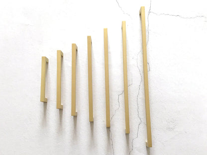 Gold Drawer Pulls Slim Square Minimalism Modern Hardware
