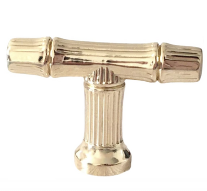 Gold T-shaped bamboo drawer knob