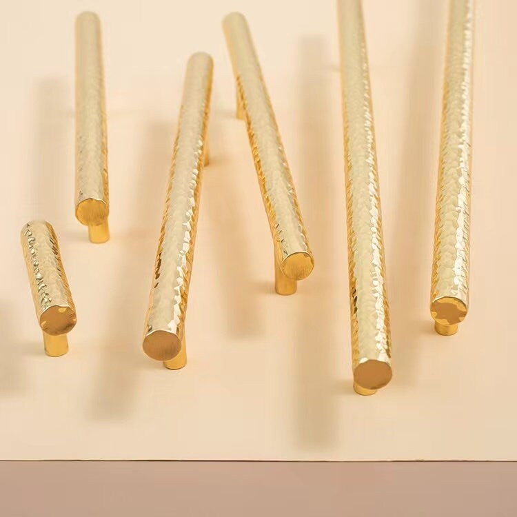 Hammered Gold Pulls Brass Cabinet Pulls T Bar Door Knob 96 128 160 192 mm