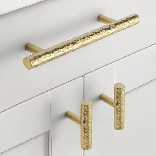 Hammered Gold Pulls Brass Cabinet Pulls T Bar Door Knob 96 128 160 192 mm