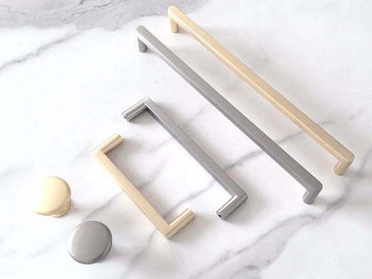 Cabinet Pulls, Drawer Handles, Sleek Modern Kitchen Hardware, Brushed Gold and Nickel