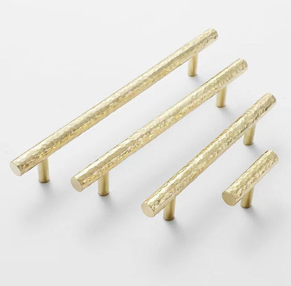 Hammered Gold Pulls Brass Cabinet Pulls T Bar Door Knob 96 128 160 192 mm