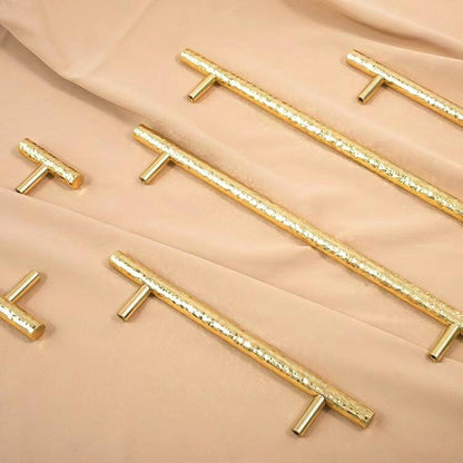 Hammered Gold Pulls Brass Cabinet Pulls T Bar Door Knob 96 128 160 192 mm