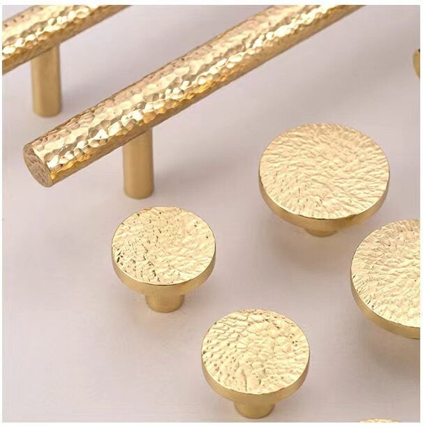 Hammered Gold Pulls Brass Cabinet Pulls T Bar Door Knob 96 128 160 192 mm