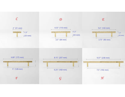 Hammered Gold Pulls Brass Cabinet Pulls T Bar Door Knob 96 128 160 192 mm