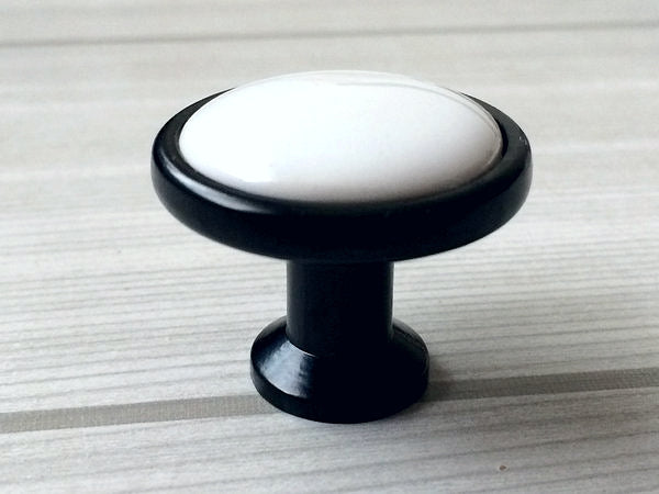 Black White Ceramic Drawer Pull, Elegant Cabinet Handle, Wardrobe Door Knob