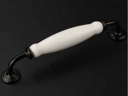Black White Ceramic Drawer Pull, Elegant Cabinet Handle, Wardrobe Door Knob