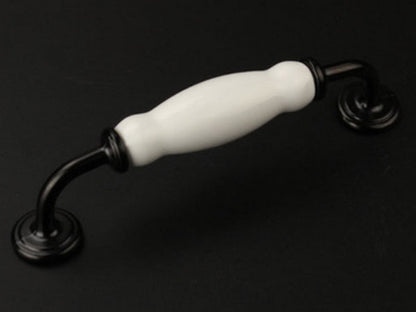 Black White Ceramic Drawer Pull, Elegant Cabinet Handle, Wardrobe Door Knob