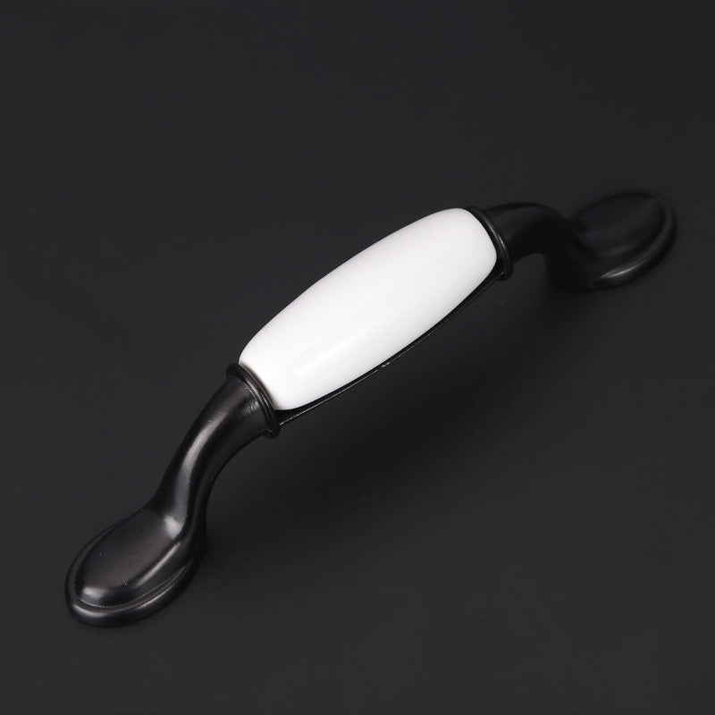 Black White Ceramic Drawer Pull, Elegant Cabinet Handle, Wardrobe Door Knob