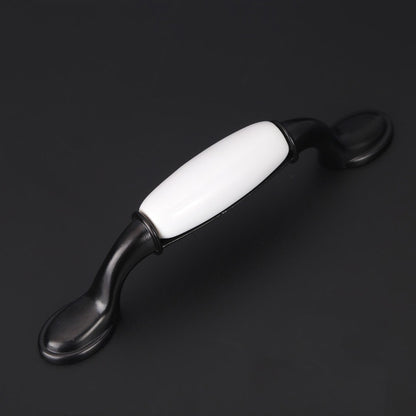 Black White Ceramic Drawer Pull, Elegant Cabinet Handle, Wardrobe Door Knob