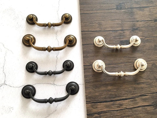 3,5" 4,25" Zentren Antik Silber Swing Bail Griff &amp; Anhänger Drop Ring Pull