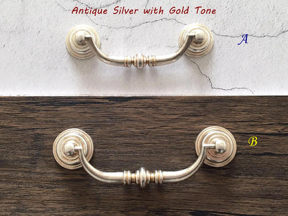 3,5" 4,25" Zentren Antik Silber Swing Bail Griff &amp; Anhänger Drop Ring Pull