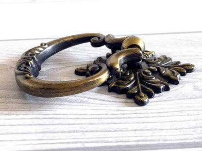 2.5" Dia Large Period Drop Ring Drawer Pull - Antique Gold Bronze