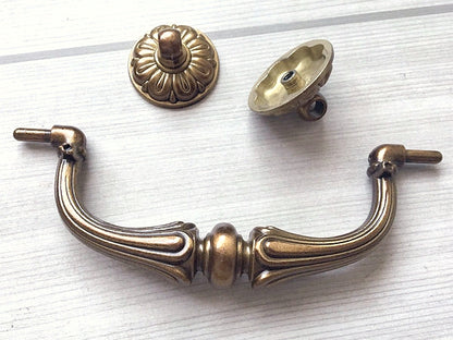 3.75" 4.5" Drop Bail Dresser Drawer Pull Handles Antique Brass Vintage Style