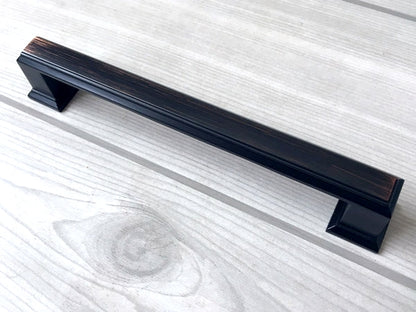 Square Cabinet Pull Handles, Dresser Drawer Knobs, Oil Rubbed Bronze, Retro Minimalist Kitchen Hardware