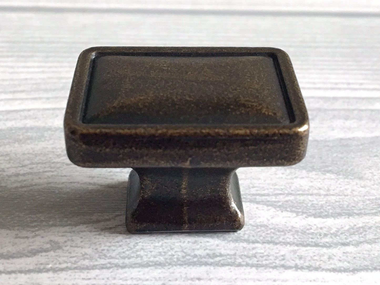 Antique Bronze Rectangular Drawer Pull, Georgian Style Cabinet Knob with Backplate