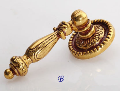 2.5" 3.75" Antique Gold Brass Cabinet Pulls, French Provincial Vintage, 64 96 mm Centers