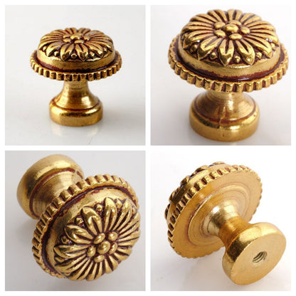 2.5" 3.75" Antique Gold Brass Cabinet Pulls, French Provincial Vintage, 64 96 mm Centers