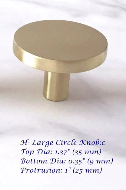 Brushed Gold Dresser Drawer Knob, Kitchen Cabinet Pull, Half Circle, Quarter Moon, Conical