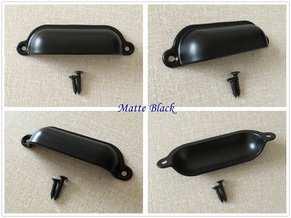 Cabinet Cup Pull Handle, 3.5" Center to Center, Front Screws, Multi Finishes