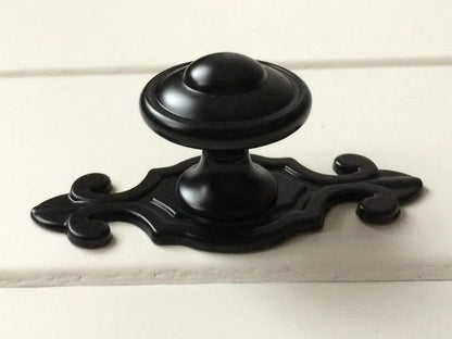 Classic Cabinet Knobs with Backplate, Nickel Bronze Silver Black Pewter