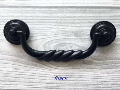 4.5" Drawer Pull Drop Bail, Vintage Style,  Antique Pewter Black Bronze