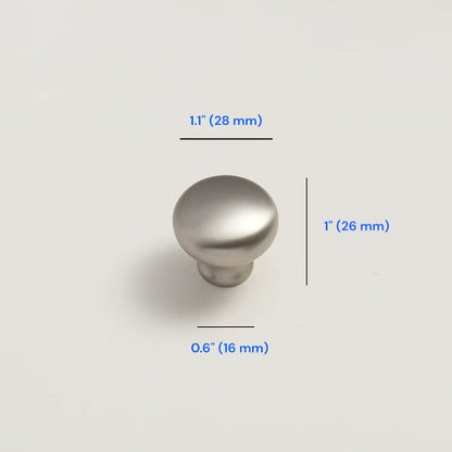 Brushed Nickel Cabinet D Handle | Round Knob | Gingko Drop Pull