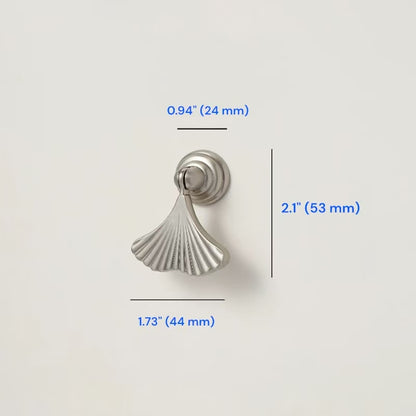 Brushed Nickel Cabinet D Handle | Round Knob | Gingko Drop Pull