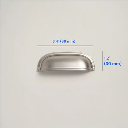 Brushed Nickel Cabinet D Handle | Round Knob | Gingko Drop Pull