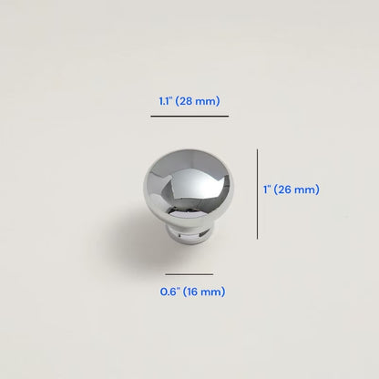 Polished Chrome Cabinet D Handle｜Round Knob | Gingko Drop Pull