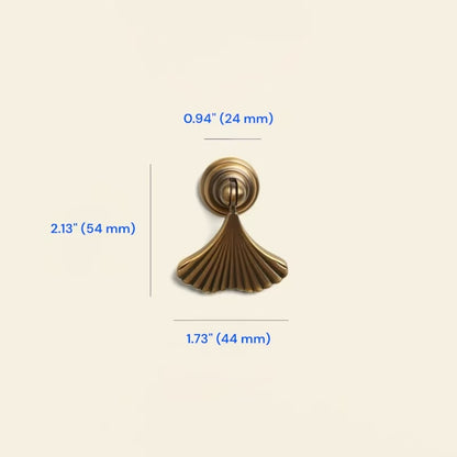 Aged Bronze Cabinet Handle, Cup Pull, Drawer Knob, Ginkgo Leaf Drop Pull