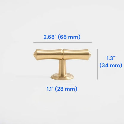 Bamboo Cabinet Pulls, Brushed Brass, Oriental Classic Kitchen Hardware