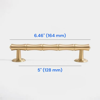 Bamboo Cabinet Pulls, Brushed Brass, Oriental Classic Kitchen Hardware