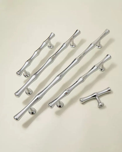 Polished chrome orientalist bamboo cabinet handles 
