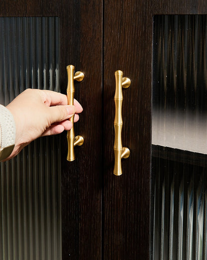 Brushed Brass Bamboo Drawer Handles, Kitchen Cabinet Hardware, 3.75" 5" 6.25" 8.8" 12.5" Centers