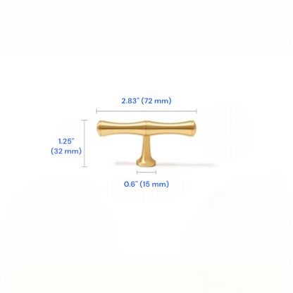 Brushed Brass Bamboo Drawer Handles, Kitchen Cabinet Hardware, 3.75" 5" 6.25" 8.8" 12.5" Centers