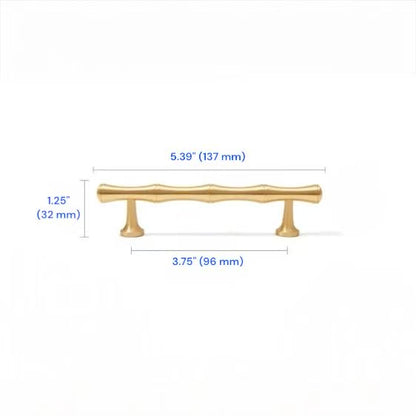 Brushed Brass Bamboo Drawer Handles, Kitchen Cabinet Hardware, 3.75" 5" 6.25" 8.8" 12.5" Centers