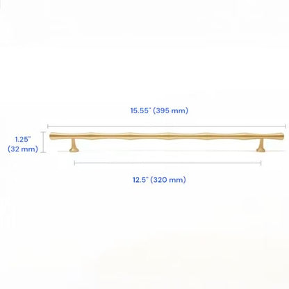 Brushed Brass Bamboo Drawer Handles, Kitchen Cabinet Hardware, 3.75" 5" 6.25" 8.8" 12.5" Centers