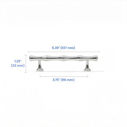 Brass Bamboo Drawer Handles, Polished Chrome, Kitchen Cabinet Hardware, 3.75" 5" 6.25" 8.8" 12.5" Centers