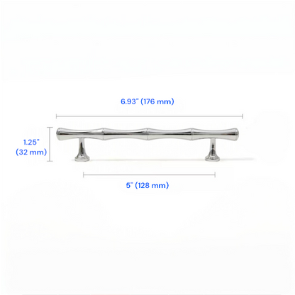 Brass Bamboo Drawer Handles, Polished Chrome, Kitchen Cabinet Hardware, 3.75" 5" 6.25" 8.8" 12.5" Centers