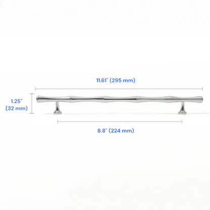 Brass Bamboo Drawer Handles, Polished Chrome, Kitchen Cabinet Hardware, 3.75" 5" 6.25" 8.8" 12.5" Centers