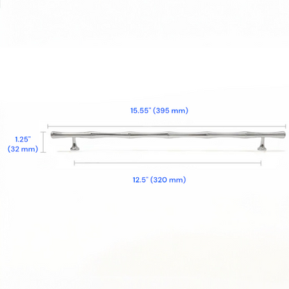 Brass Bamboo Drawer Handles, Polished Chrome, Kitchen Cabinet Hardware, 3.75" 5" 6.25" 8.8" 12.5" Centers