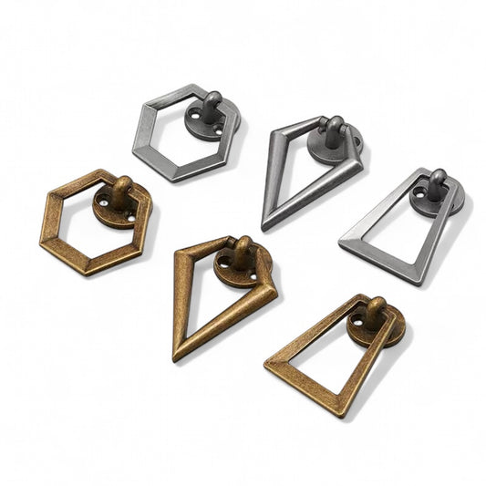 Classic drop ring pulls in antique bronze and antique pewter 