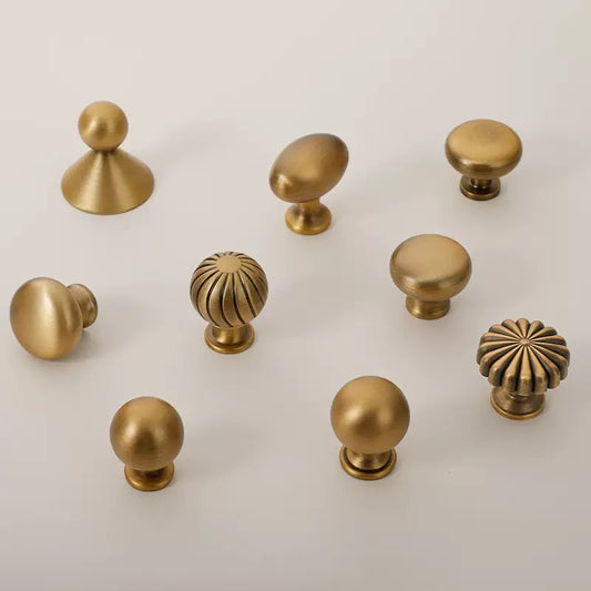 Set of antique brass kitchen cabinet pulls for retro mcm interiors 