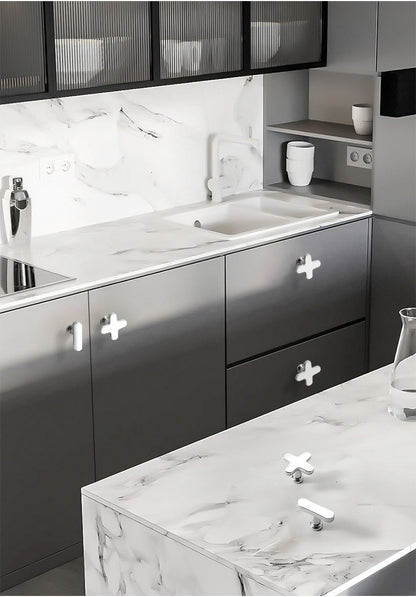 Plus Minus Symbol Cabinet Knobs, Solid Brass, Modern Kitchen Hardware