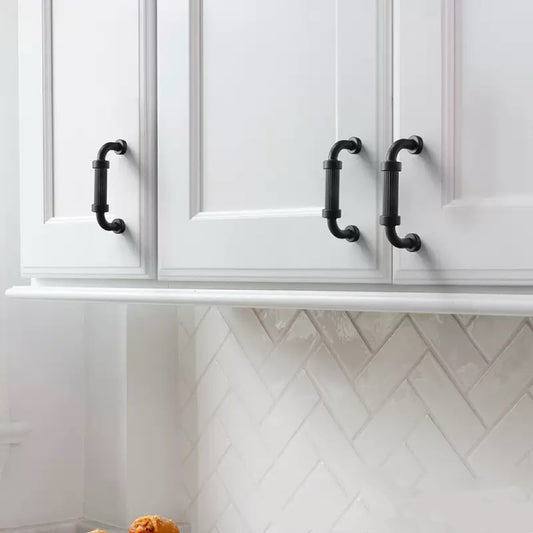 3" 5" 7.5" Fluted Cabinet D Pulls in Matte Black / Brushed Gold, Classic Kitchen Hardware