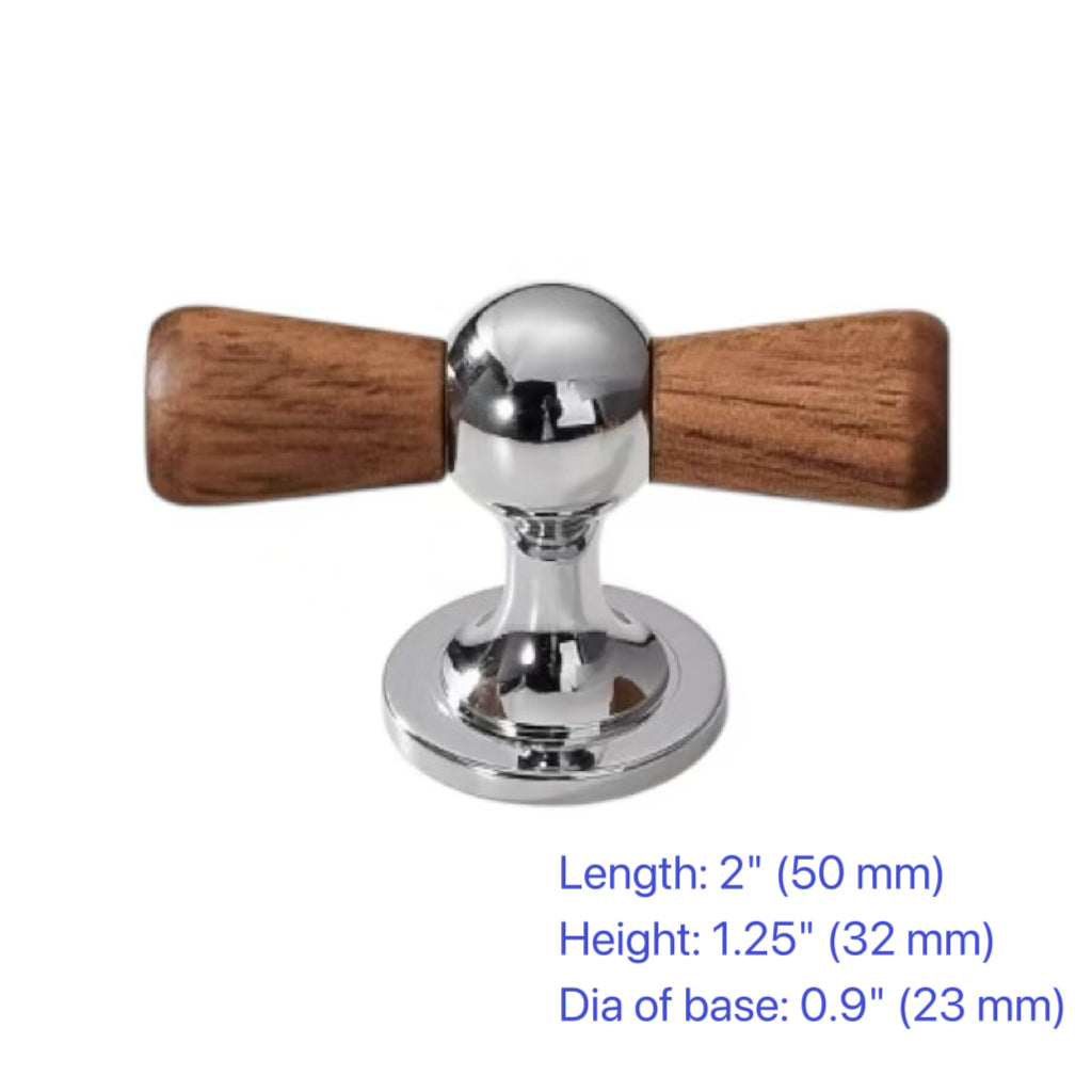 Wood & Brass Drawer Handle, Pendant Walnut Cabinet Pull, Japandi Kitchen Hardware