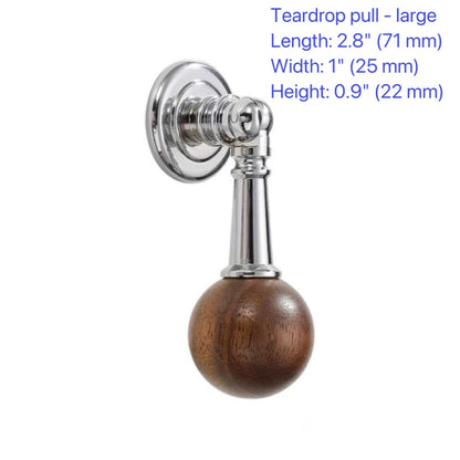 Wood & Brass Drawer Handle, Pendant Walnut Cabinet Pull, Japandi Kitchen Hardware
